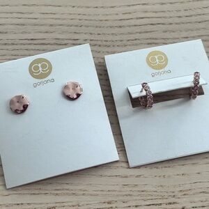 set of new rose gold gorjana earrings studs hoops jewelry